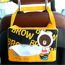 Чехол для салфеток с милым мультяшным маленьким животным, держатель на заднем сиденье на молнии, подвесной чехол для салфеток для автомобильных игрушек, украшение интерьера