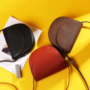 

Women's Leather Bags New Style Messenger Bag Saddle Bag Women Leather Messenger Bag Small Semicircle Bag