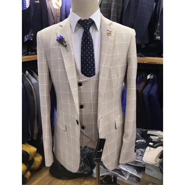 أحدث صيحات 2020 بدل رجالية منقوشة أنيقة من 3 قطع بدل زفاف ضيقة تناسب العريس بدلة رجالي للعمل سترة سهرة طقم سترات وسراويل بدلة Aliexpress