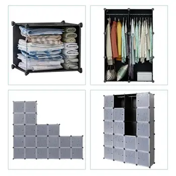 

Wardrobe Simple Plastic Wardrobe Bedroom 20 Door Organizer Folding Locker Simple Organizer Modular Storage Shelving Wardrobe HWC