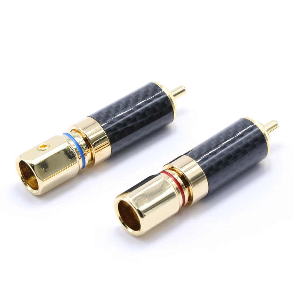 4 шт. 24 К позолоченный карбоновый аудио разъем rca штекер, сигнальный провод разъем, соединительный кабель Разъем