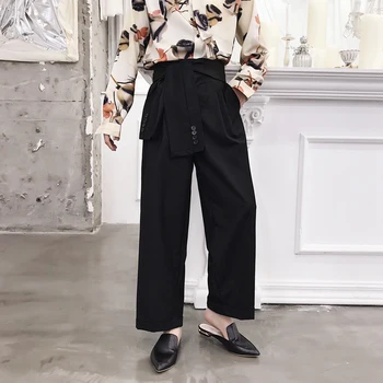 

SuperAen Spring and Autumn 2020 New Long Pants Women Wild Cotton Solid Color Ladies Pants High Waist Wide Leg Pants Female