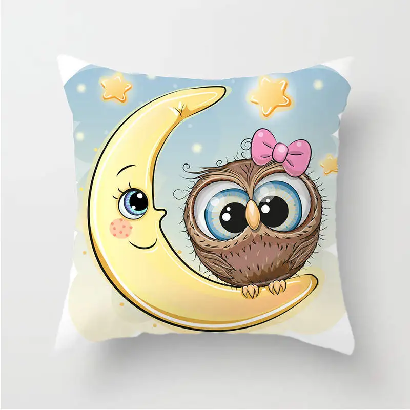 Owl Decoration Cushion Cover Polyester Throw Pillow Case Cover Decoration Pillowcases Decorative Pillows Cover TP136 - Цвет: TP13604