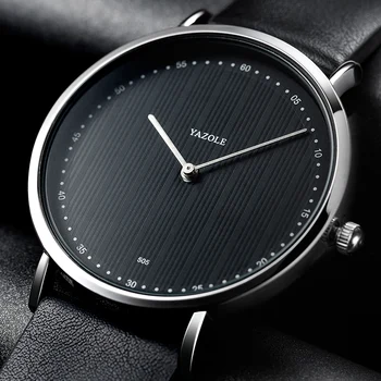 

YAZOLE Men Watches Fashion Quartz Watch Man Simple Style Wristwatch Waterproof Business Leather Male Clock relogio masculino New