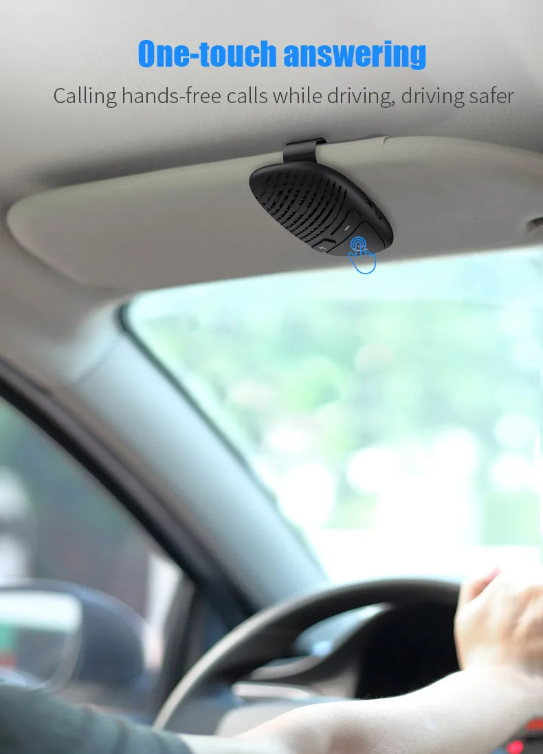 Автомобильный Bluetooth 5,0, беспроводной приемник, динамик, солнцезащитный козырек, адаптер для телефона, громкая связь, bluetooth-адаптер
