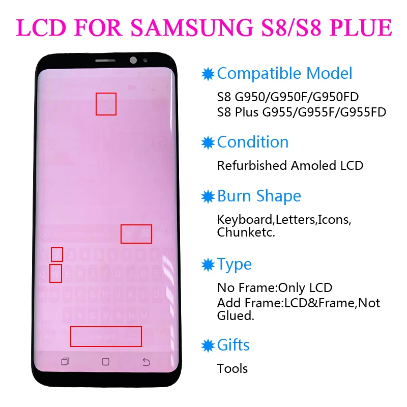 Оригинальный ЖК дисплей с дигитайзером сенсорного экрана для Samsung Galaxy S8 PLUS G950 g955