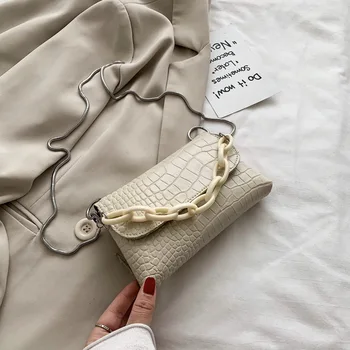 

Chain small bag 2020 popular new ladies messenger bag retro solid color shoulder small square bag