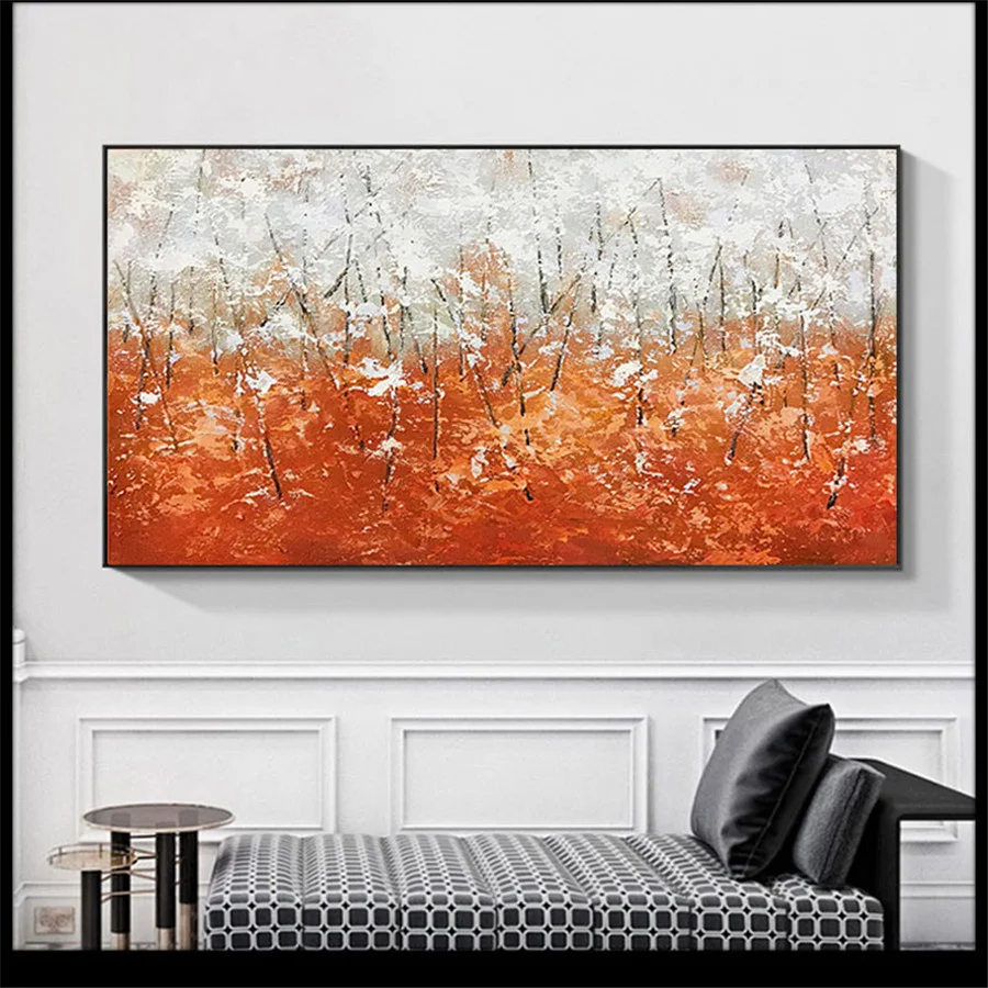 

100% Handmade Abstract Modern Oil Painting Large Vertical Hand-Painted Gold Red Gray Canvas Oil Paintings Home Decor Paint Art