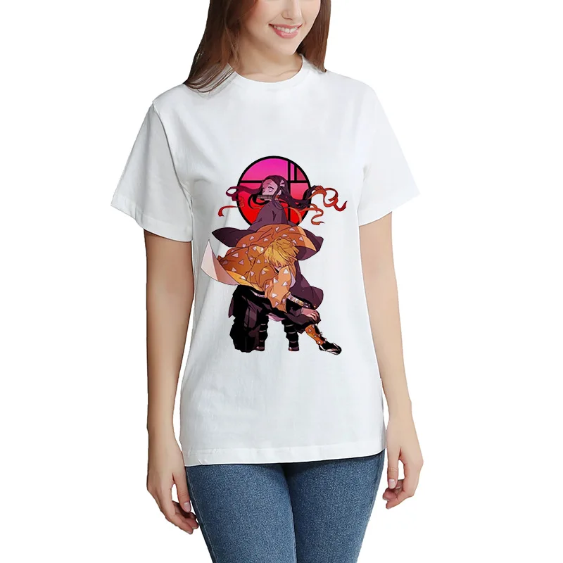 Kimetsu No Yaiba T-shirt Short Sleeve Men's And  Women's Tees Tops Kids Demon Slayer Oversized T Shirt DIY Photo Log Customized