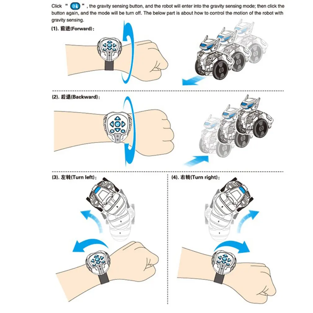 2.4G Kids Watch Remote Control Car Gravity Detection Science and Technology Assembling Robot Scientific Toy