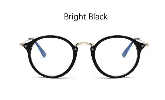 bright black Круглые прозрачные очки, оправа для очков для мужчин и женщин, близорукость, ботаник, оптические очки, оправа, роскошные прозрачные линзы, мужские очки - Цвет оправы: bright black