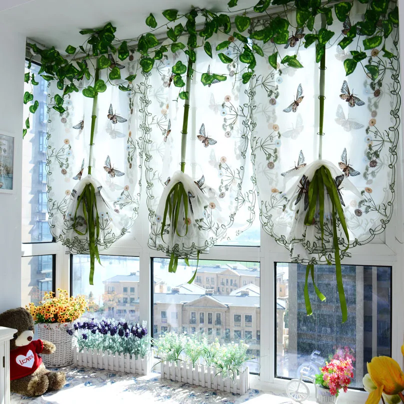 

Butterfly Tulle for Window Roman Shades Window Curtain Blinds Embroidered Sheer Curtains for Kitchen Living Room Panel