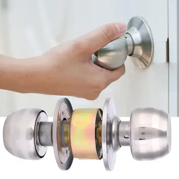 

Ball Door Lock Stainless Steel Round Ball Door Lock Home Interior Bedroom Bathroom Handle Lock 3 Keys
