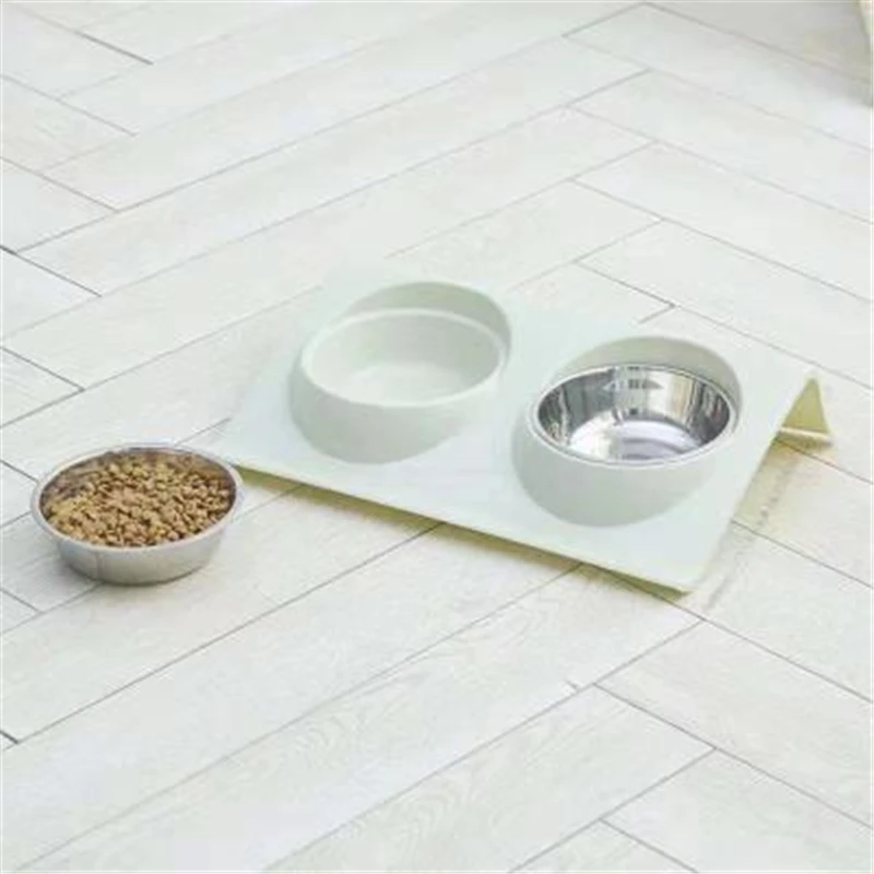 Double Bowl Pet Dog Cat Feeder Elevated Raised Feeding Stainless Steel Food Water Dish for Dogs Supplies Pet Bowl Food Container