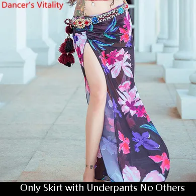 Top Skirt as Photo Одежда для занятий танцами живота, облегающий топ, юбка с принтом, элегантный костюм для начинающих, восточных, индийских танцев, соревнований для взрослых - Цвет: Top Skirt as Photo