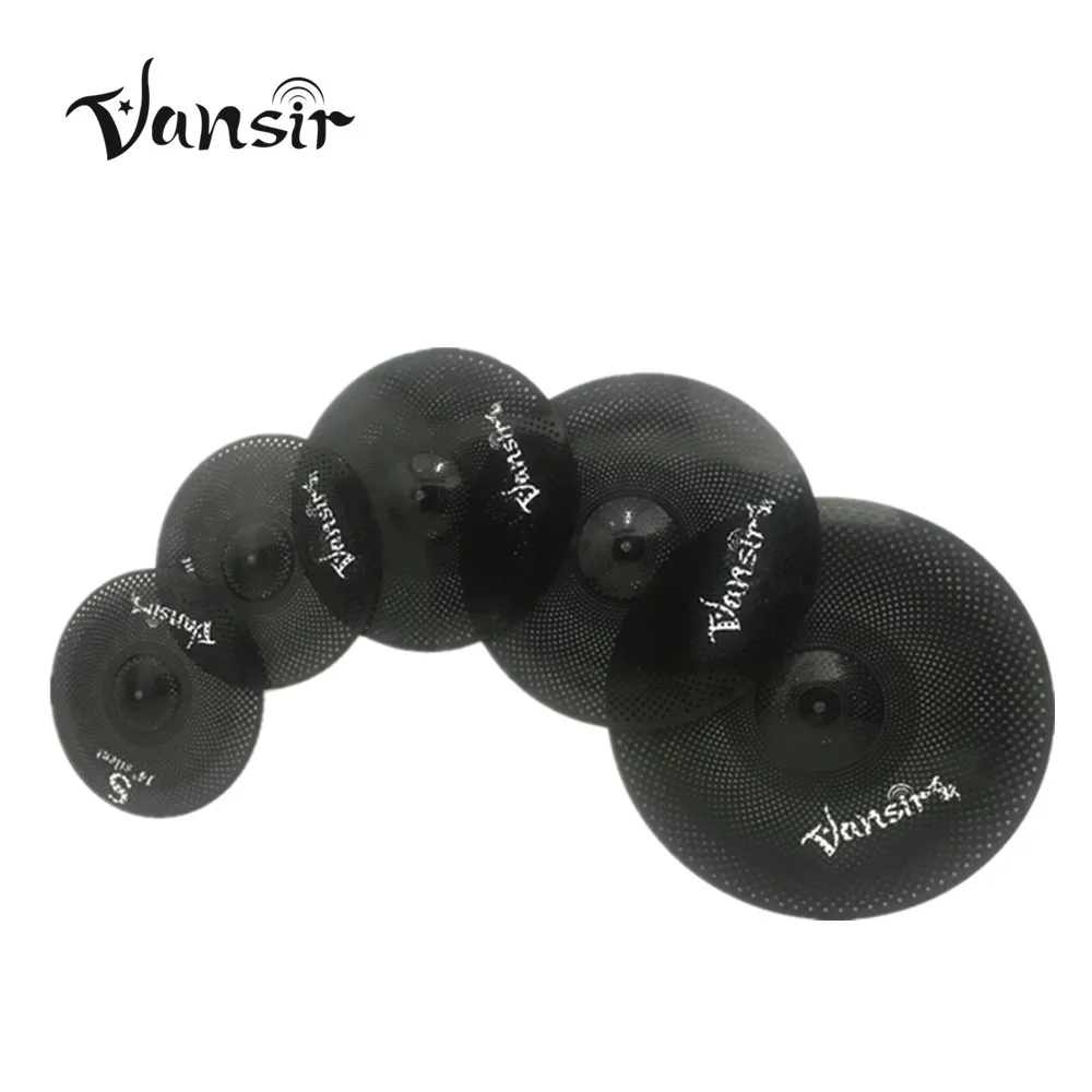 Vansir Black Color Low Volume Cymbal Set 14" 16" 18" 20" 5 Pcs Silent Cymbal Percussion Instrument