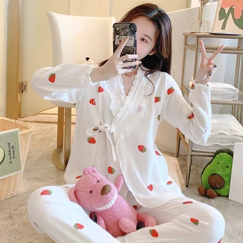 

8269# Summer Thin Cotton Maternity Nursing Sleepwear Lacation Mother Breastfeeding Pajamas Suits Pregnancy Sleep Lounge Wear Set