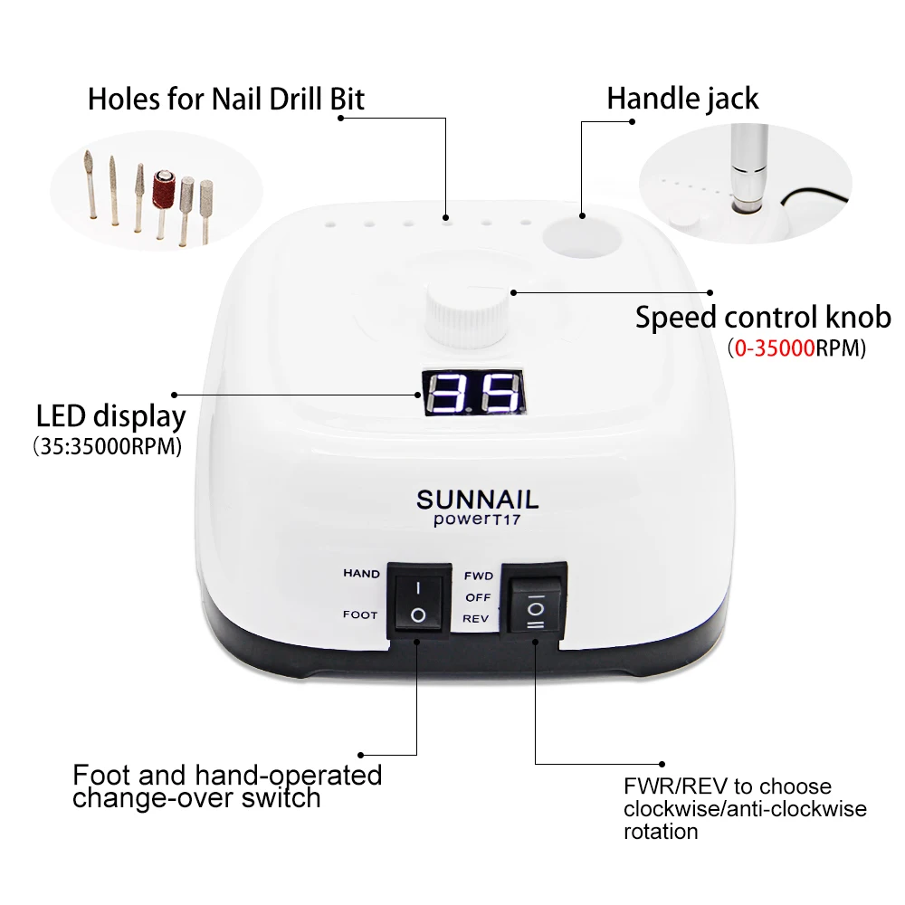 Новинка 35000 об/мин Электрический аппарат для маникюра и педикюра оборудование для маникюра и педикюра с ФРЕЗОЙ для ногтей