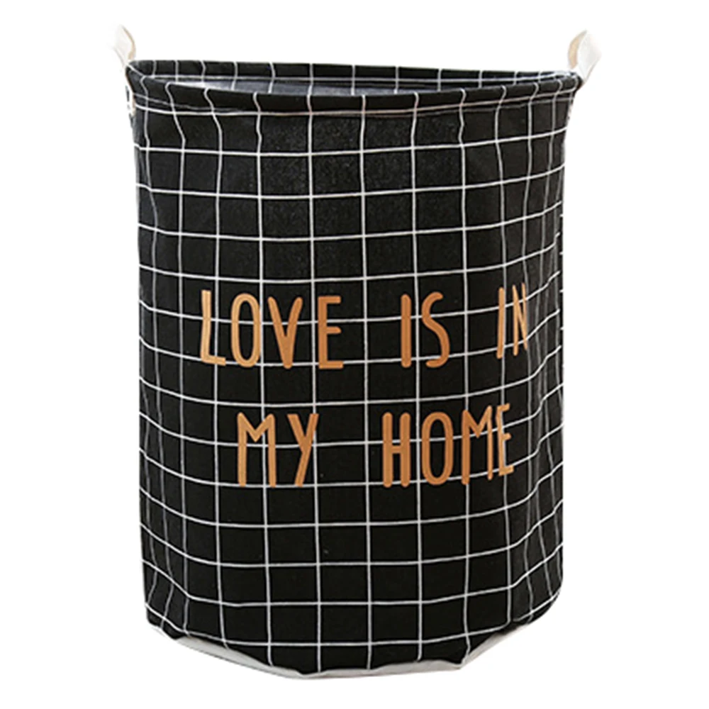 Large black plaid Большой мешок для белья, корзины для одежды, контейнер для домашней одежды с принтом, сумки для одежды для детей, игрушки для хранения, Семейные игрушки, складная корзина для белья - Цвет: Large black plaid