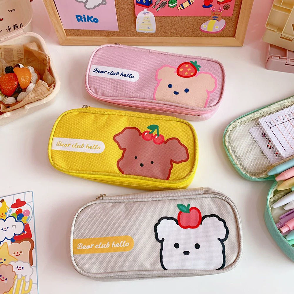 Estuche de lápices impermeable para cachorros japoneses, bolsa de almacenamiento portátil de papelería para estudiantes, bolsa Kawaii, suministros escolares niños, maquillaje Kawaii|Estuches escolares| - AliExpress