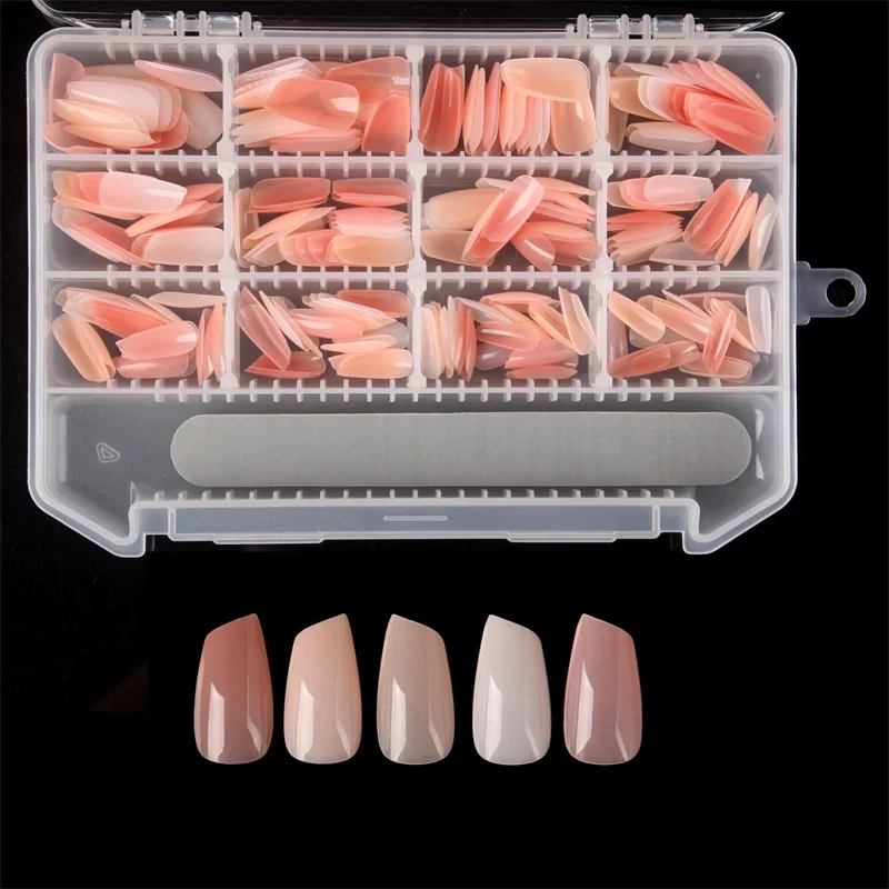 Cor da Mistura Unhas Extensão Embeber Fora Material Lábio Etiqueta Forma Cobertura Completa Estilo Francês 240 Pçs - Caixa Gel x 2 Cheap Unhas postiças