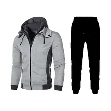 

Wholesales 1 Set Hoodie Pants Set Color Block Buttons Neckline Autumn Winter Thick Sweatshirt Drawstring Sweatpants for Camping