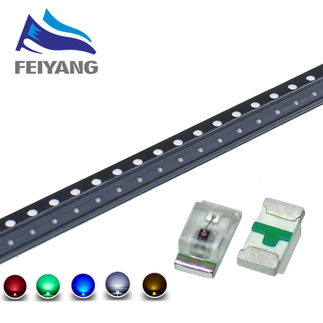 500 ШТ 0402 SMD LED светодиод smd красный желтый синий зеленый белый 1 0*0 5*0 4 мм 1005 супер