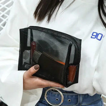 

Makeup Bag Portable Mesh Women Toiletry Wash Pouch Large Capacity Travel Storage Multifunction Organizer Cosmetic Transparent