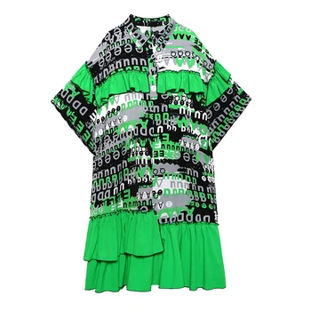 

XUXI Flounces Bodycon Dress Women 2020 New Summer Slim Temperament Big Size Fashion European Station Printed Dress FZ1682