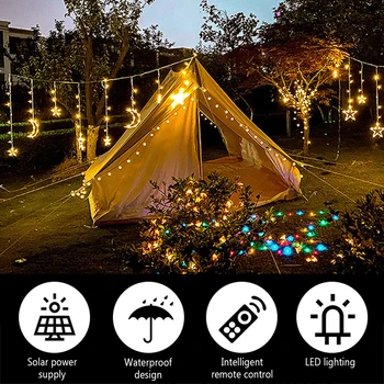 

Yard LED Lamp Star Moon Light String Room Solar Power Party Decoration Garden Courtyard Birthday Parties Stages Wedding