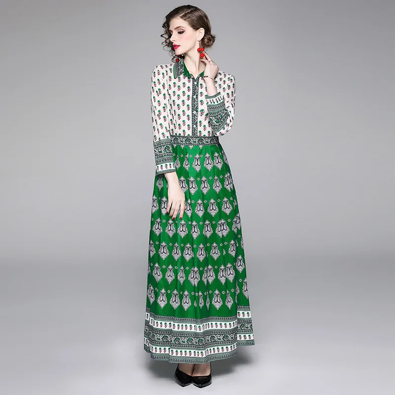 

Photo Shoot 2019 Europe And America Versitile Fashion Waist Hugging Slimming Positioning Floral Printed Dress