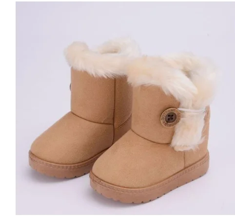 

020Warm Kids Snow Boots For Children New Toddler Winter Princess Child Shoes Non-slip Flat Round Toe Girls Baby Lovely Boots