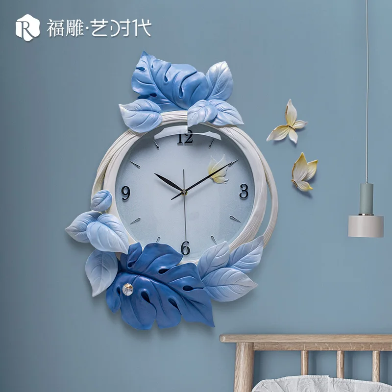 Wall Clock Elegant Clock Domestic Art Watch Wall Hanging Blue  