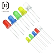 100 шт./лот 3 мм 5 мм светодиодный комплект смешанных цветов красный зеленый желтый синий белый светильник светодиод