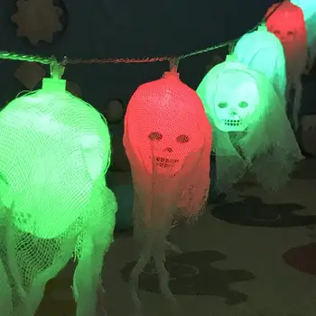 

DSstyles 2.5m 10LEDs Ghost Skull Shape String Light Horror Halloween EU/US Plug 220V LED Lamps Party Decoration Lighting