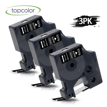 

Topcolor 3PK 45021 Labeling Tapes Fit DYMO D1 Tapes White on Black 12mm Sticker Print for DYMO LabelManager 210D 450 500 160 200
