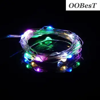 

OOBesT 1M String Light 10 LED Beads Lighting String Colorful Copper Wire New Year Christmas Tree Wedding Party Decoration