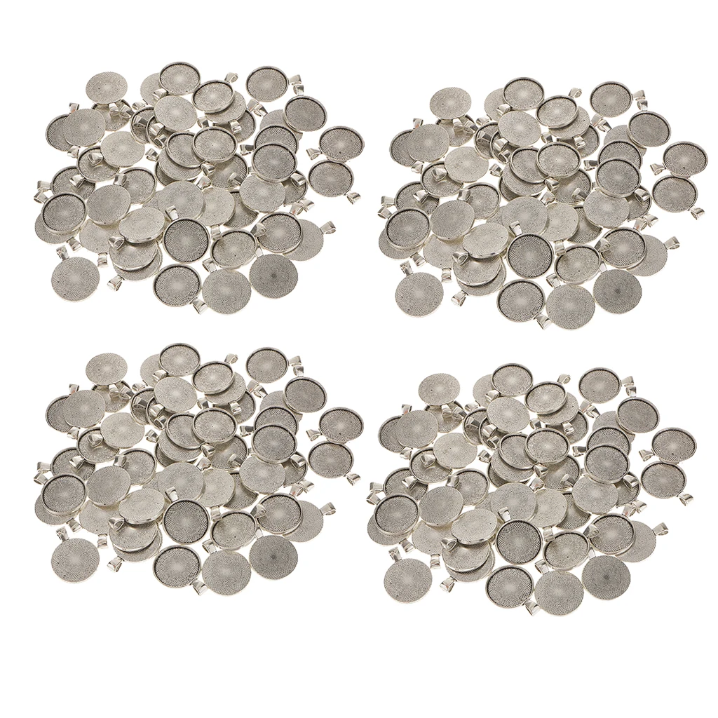 200pcs 25mm Round Pendant Blanks Cameo Bezel Settings Photo Jewelry for DIY Jewelry Making