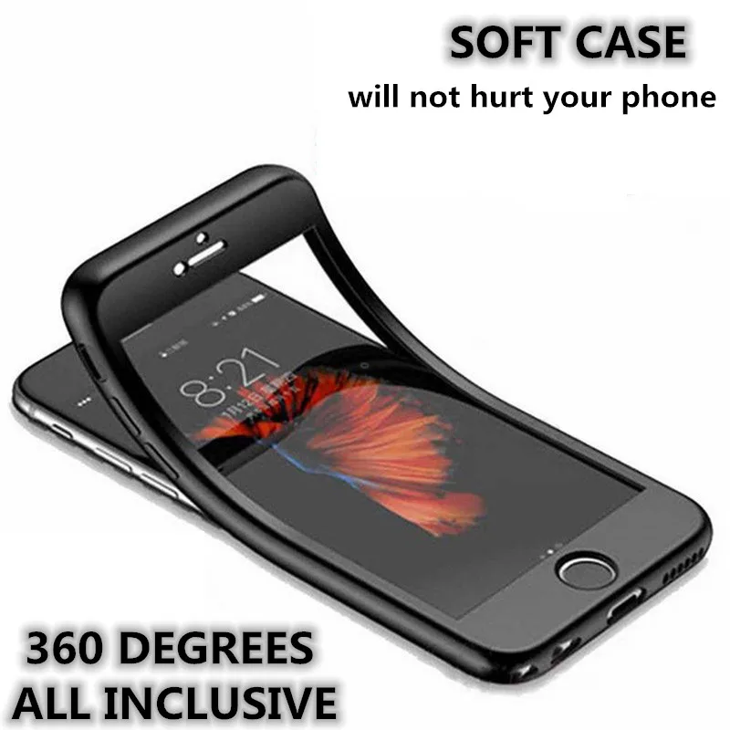 360 Degrees Full Cover Case for IPhone XR XS MAX X 8 Plus 7 6 6S Soft Matte Cases Front Back Protection TPU | Мобильные телефоны и