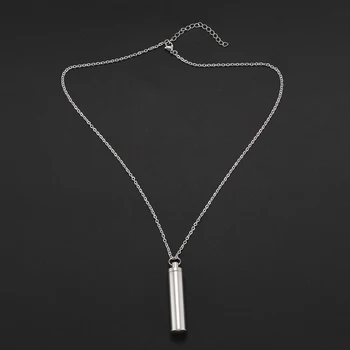 

New Jewellery Mens Stainless Steel Cremation Necklace Tube Bottle Ash Vial Pendant
