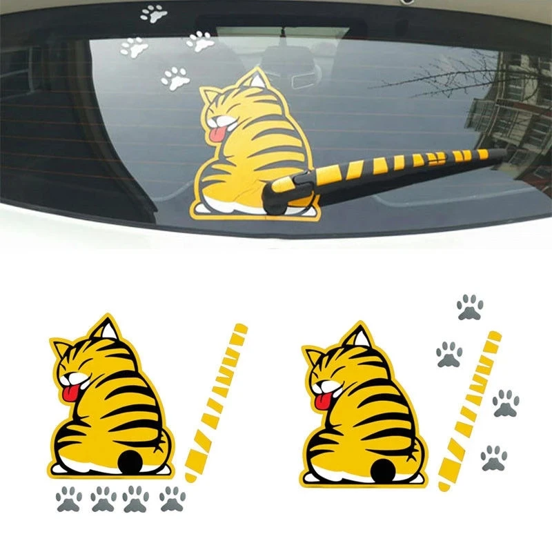 Cat Moving Tail Paws Car Stickers 3D Creative Cartoon Auto Rear Windshield Vehicle Window Wiper Decal Styling Decoration Sticker |