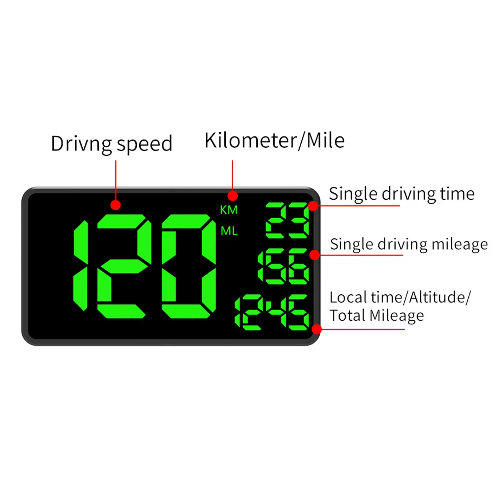 

Universal Display GPS HUD Large Screen Mileage Speed Meter 12V~36V 150*80*18mm