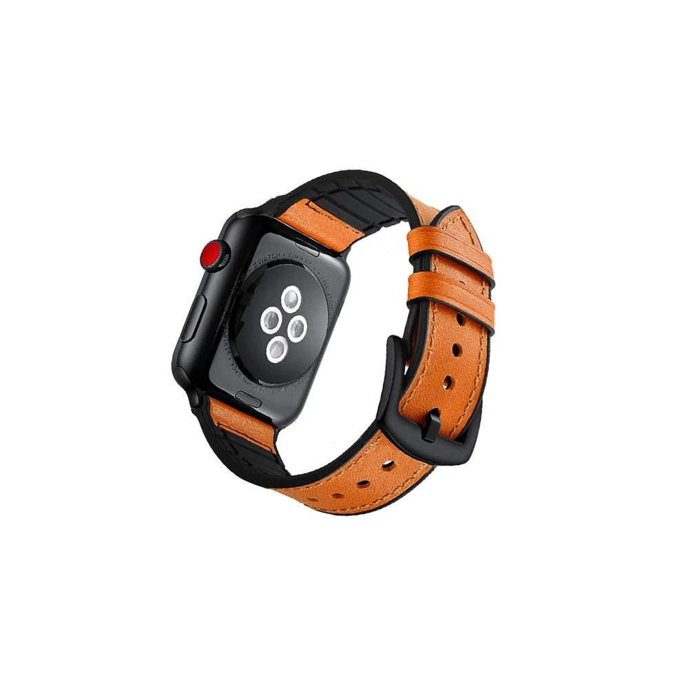 Кожаный ремешок для умных часов для Apple Watch ремешок 38 мм для iWatch спортивный браслет петля ремешок часы correa дышащий ремень - Цвет: Цвет: желтый