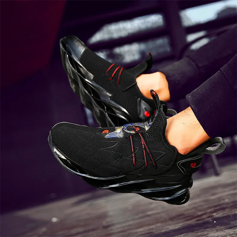 Joker running shoes with men's flying woven breathable sports shoes men's casual shoes lightweight wicking walking cushion shoes