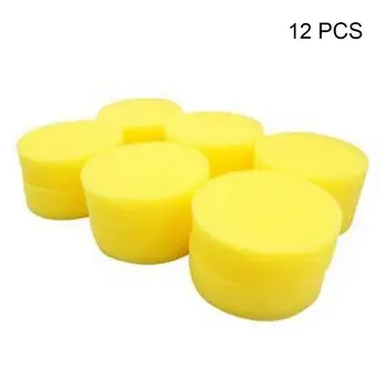 

12Pcs Yellow Polish Wax Round Foam Sponges Scratch Free Applicator Pads for Car Automobile Multipurpose Clean Maintenance