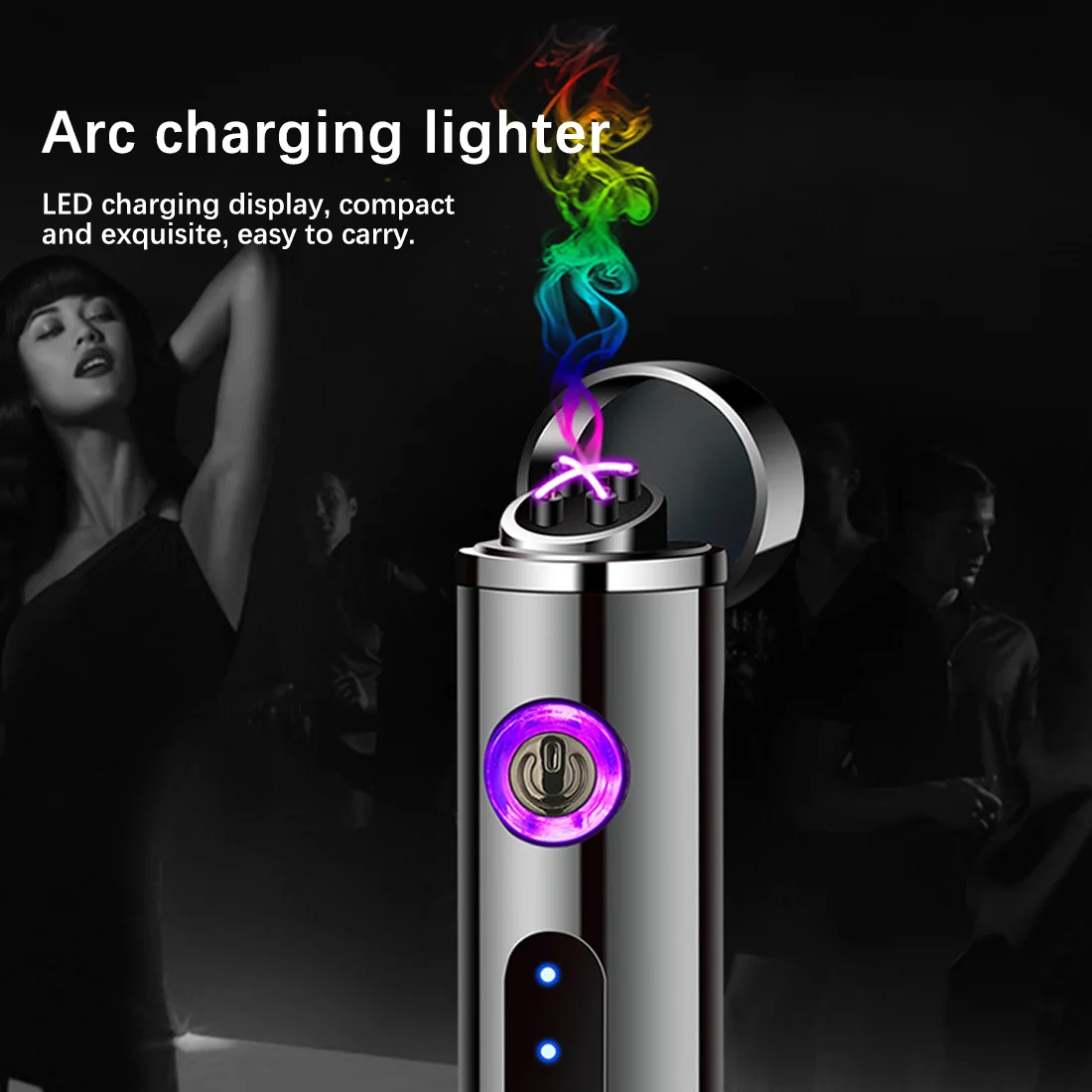 Dual Arc Electric Lighters Windproof Plasma Rechargeable USB Mental