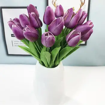 

1PC PU Tulips Artificial Flowers Real-like RealTouch Flower 34cm Mini For Wedding Flowers Bouquet Decoration Tulip A8H0