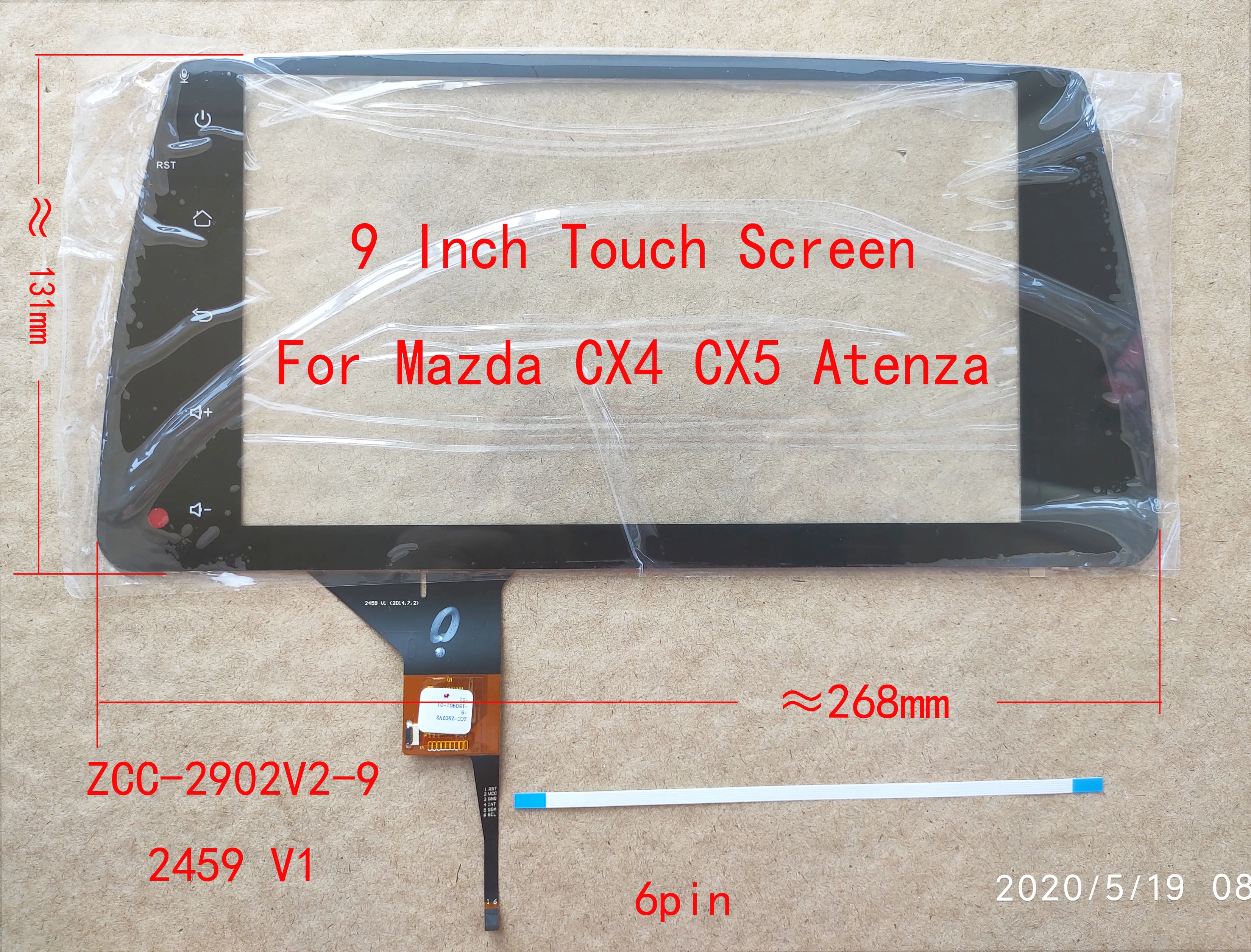 9 Inch Touch Screen Digitizer Sensor For Mazda CX4 CX5 Atenza 268*131mm ...