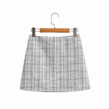

2020 plaid skirt is thin high waist A-line skirt short skirt female Q3-35213