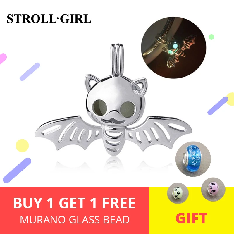 

StrollGirl 100%925 Sterling silver Charm Animal Bat Light Bead Suitable for Original Pandora Pendant Bracelet fashion Jewelry